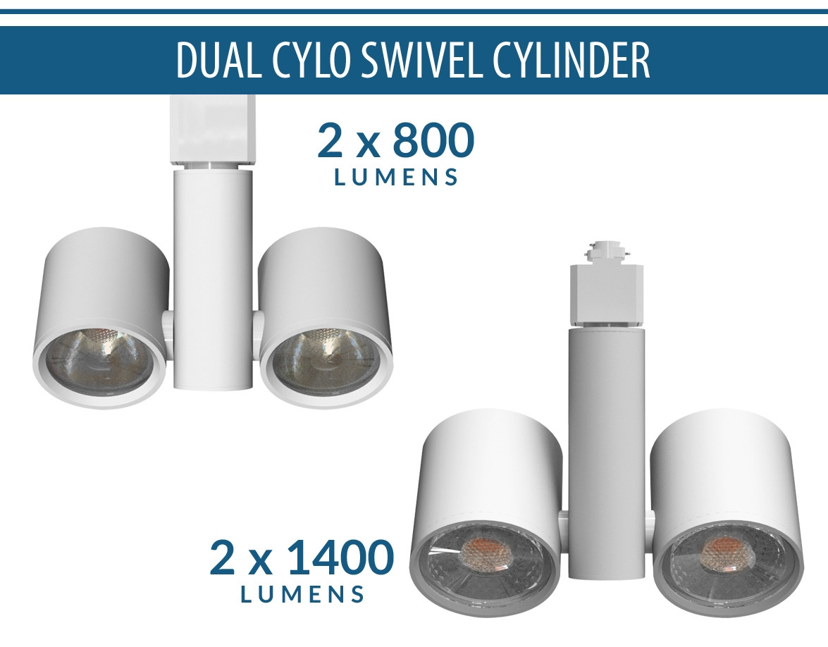 Cylo Swivel Cylinder Dual Head LED Track Head