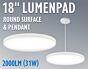 18" Round LED Downlight Surface Mount and Downlight Pendant Mount 2000LM (30W-31W)