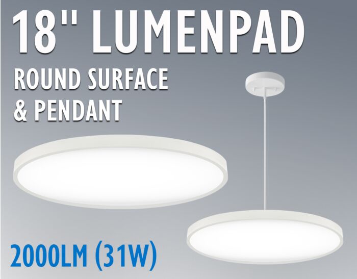 18" Round LED Downlight Surface Mount and Downlight Pendant Mount 2000LM (30W-31W)