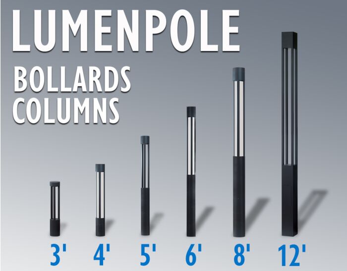 LumenPole Bollards & Columns - 31", 40", 59", 78", 98", and 118" Height, 500LM - 3100LM (8W-53W)